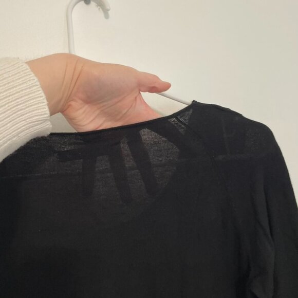 ALL SAINTS ALLSAINTS Taybar Sheer Cowl Knit Top Black Mixed Media 3/4 Sleeve M - Picture 14 of 15
